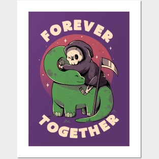 Forever Together - Cute Grim Reaper Dino Gift Posters and Art